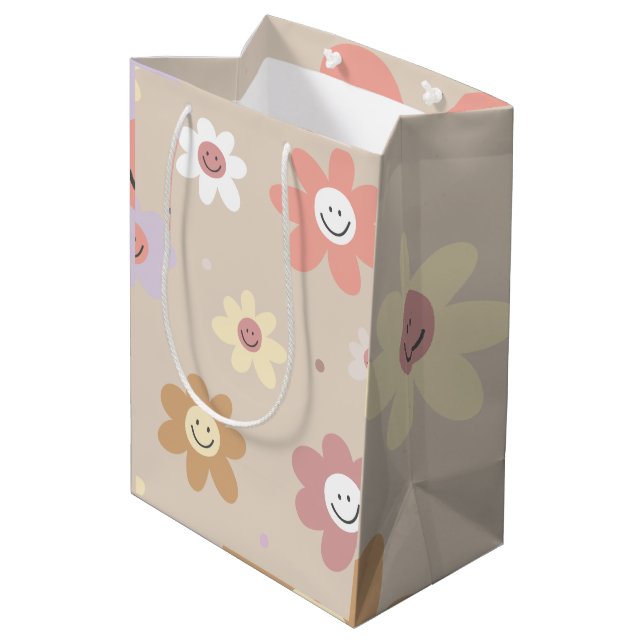 Sacola Para Presentes Média Flower Smiley Wrapping Paper (Verso inclinado)