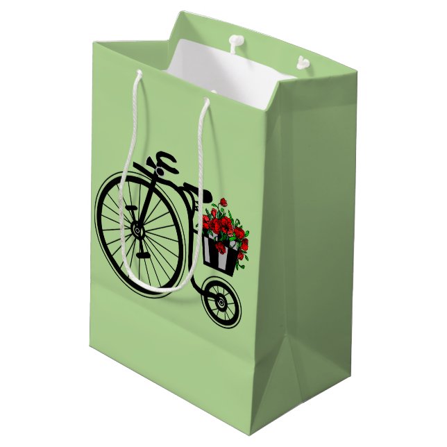 Sacola Para Presentes Média Flowers Bike Gift Bag - Suas Cores - Texto (Verso inclinado)