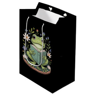 Sacola Para Presentes Média Fofo Cottagecore Floral Sapo Estético Natureza