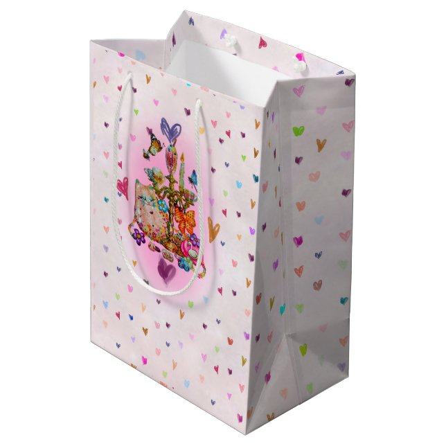 Sacola Para Presentes Média Fofo Pastel (Verso inclinado)