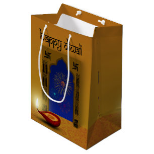 Sacola Para Presentes Média Fogos-de-artifício felizes festivos de Diwali -