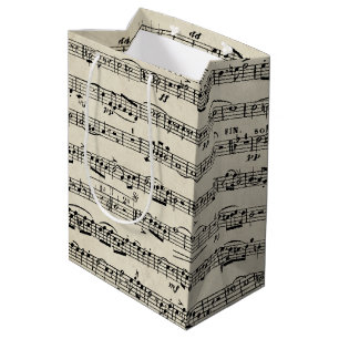 Sacola Para Presentes Média Folha de Música na Vintage