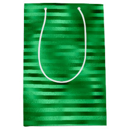 Sacola Para Presentes Média Folha verde riscada