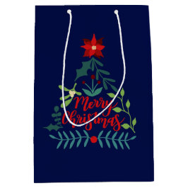 Sacola Para Presentes Média Folhagem de Natal