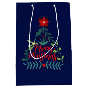 Sacola Para Presentes Média Folhagem de Natal