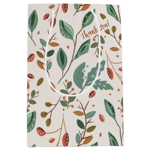 Sacola Para Presentes Média Folhagem Rústica (Frente)