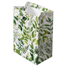 Sacola Para Presentes Média Folhas de cor aquosa de verde botânico
