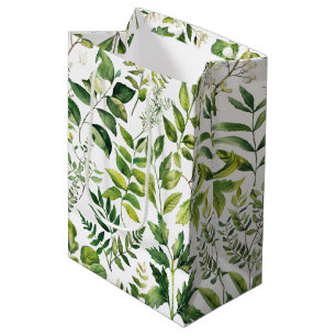 Sacola Para Presentes Média Folhas de cor aquosa de verde botânico