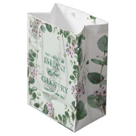 Sacola Para Presentes Média Folhas de Eucalipto Verde Casamento