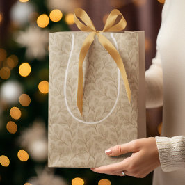 Sacola Para Presentes Média Folhas de queda elegantes | Boho Minimalista Farmh