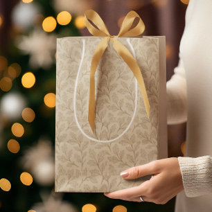 Sacola Para Presentes Média Folhas de queda elegantes Boho Minimalista Farmh