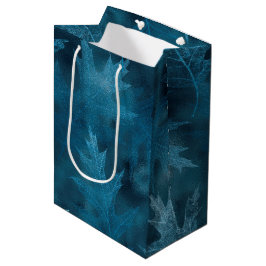 SACOLA PARA PRESENTES MÉDIA FOLHAS DO OUTONO DE QUEDA AZUL
