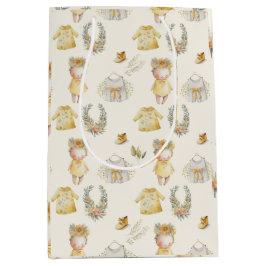 Sacola Para Presentes Média Fontes de bebê amarelas da Aquarela