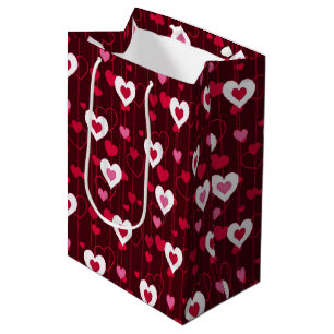 Sacola Para Presentes Média Forever Love Red Hearts