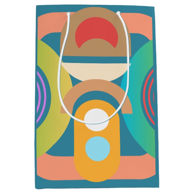 Sacola Para Presentes Média Formas Abstrato Geométricas Mínimas Claras (Frente)