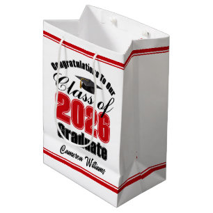 Sacola Para Presentes Média Formatura Personalizada Vermelha da Turma de 2026