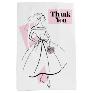 Sacola Para Presentes Média Forme-o a obrigado do rosa da noiva meio do saco