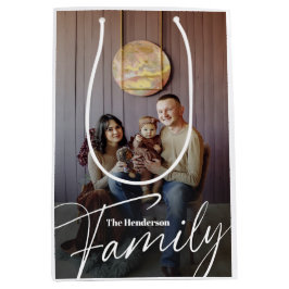 Sacola Para Presentes Média Foto da família personalizada simples