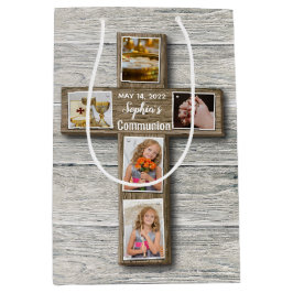 Sacola Para Presentes Média Foto da Santa Comunhão de Madeiras Rustic Cross