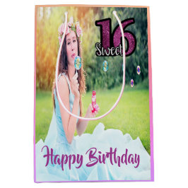 Sacola Para Presentes Média Foto de 16 anos, querida garota púrpura