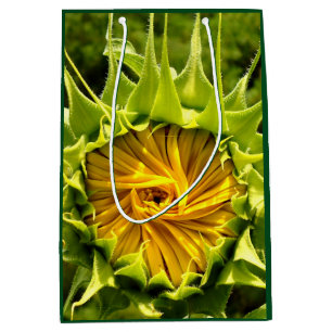 Sacola Para Presentes Média foto elegante de girassol amarelo