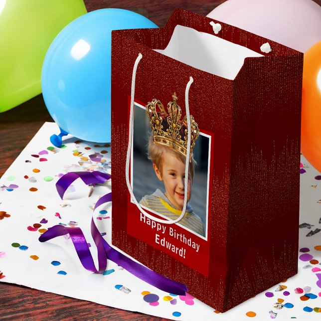 Sacola Para Presentes Média Foto para Crianças Personalizadas Feliz Aniversári (Criador carregado)