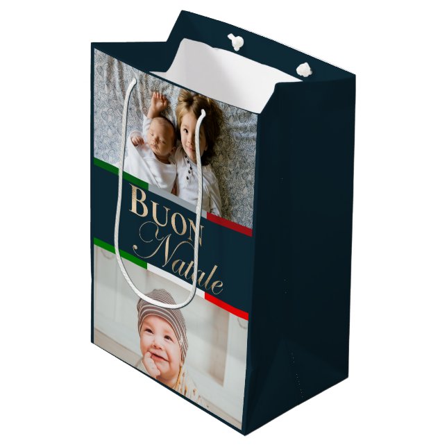 Sacola Para Presentes Média Foto personalizada Buon Natale Natal - Natal itali (Frente inclinada)