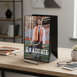Sacola Para Presentes Média Foto Personalizada de Graduação Moderna