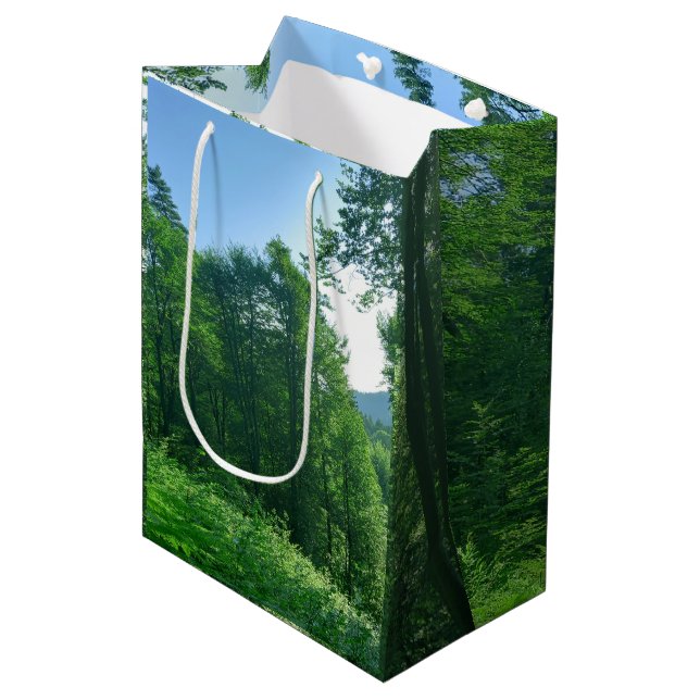 Sacola Para Presentes Média Fotografia de Paisagem Verde (Frente inclinada)