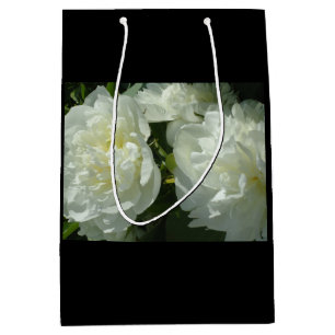 Sacola Para Presentes Média Fotografia floral branca de pénia branca Elegante