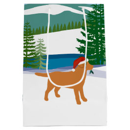 Sacola Para Presentes Média Fox Red Labrador — Vista de inverno de inverno