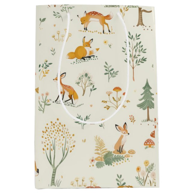Sacola Para Presentes Média "Foxy Woodland Gift Bag" (Frente)
