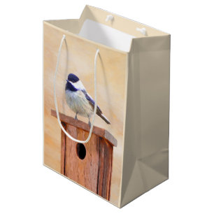 Sacola Para Presentes Média Frango no Birdhouse Painting Arte Original de Pás