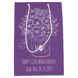 Sacola Para Presentes Média Frasco de pedreiro desenhado mão do buquê dos