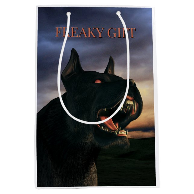 Sacola Para Presentes Média Freaky Gift. Big, black dog (Frente)