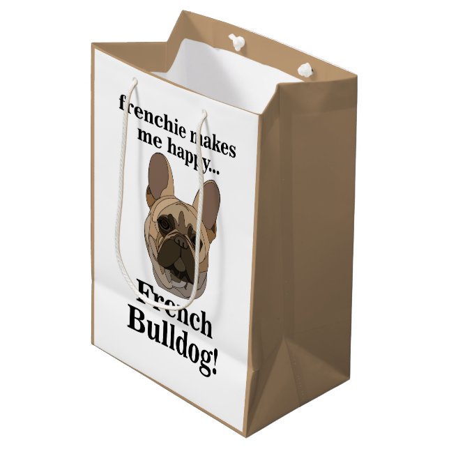 Sacola Para Presentes Média French Bulldog Face Dog Lover (Frente inclinada)