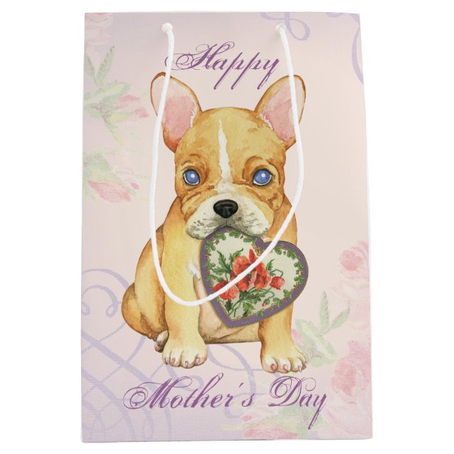 Sacola Para Presentes Média Frenchie Heart Mãe (Frente)
