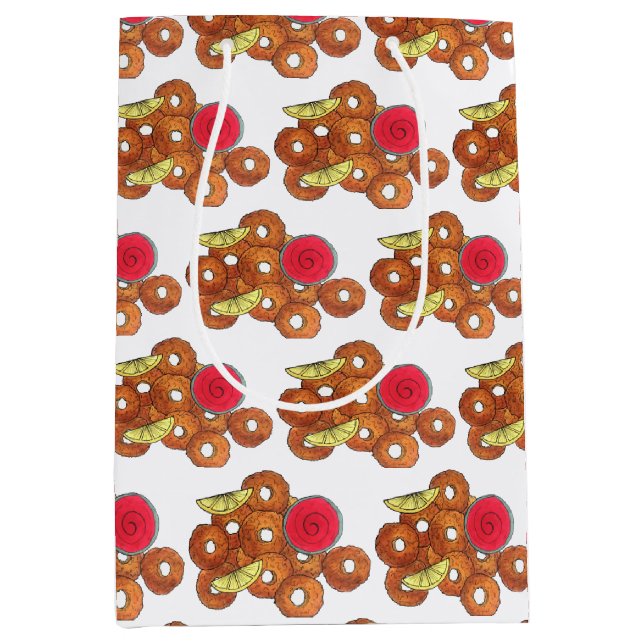 Sacola Para Presentes Média Fried Calamari Rings Comida italiana Foodie (Frente)