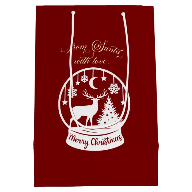Sacola Para Presentes Média From Santa With Love Snow Globe Deer (Verso)