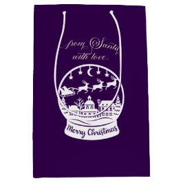 Sacola Para Presentes Média From Santa With Love Snow Globe Santa