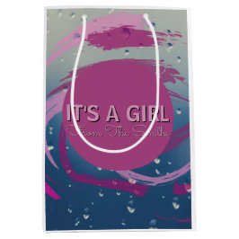 Sacola Para Presentes Média Fuchsia Romântica e Pincelada Rosa Suave