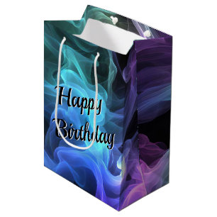 Sacola Para Presentes Média Fumaça De Aniversário A Preto