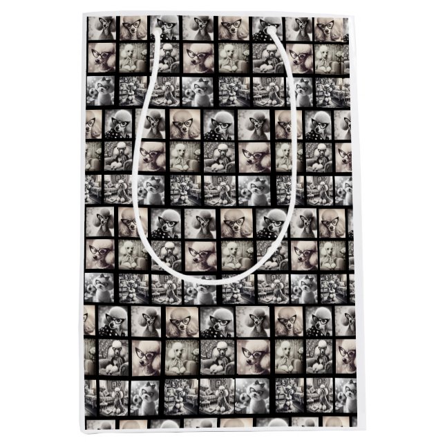 Sacola Para Presentes Média Fun 9 Photo Collage Pictures Wrapping Paper (Frente)