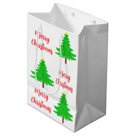 Sacola Para Presentes Média Fun Festive Merry Christmas Trees