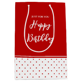 Sacola Para Presentes Média Fundo Branco Vermelho Bolinhas Chic