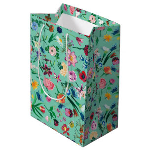 Sacola Para Presentes Média Fundo Colorido das Flores de Mola Cortadas