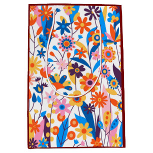 Sacola Para Presentes Média Fundo Floral Multicolor Exótico-32939