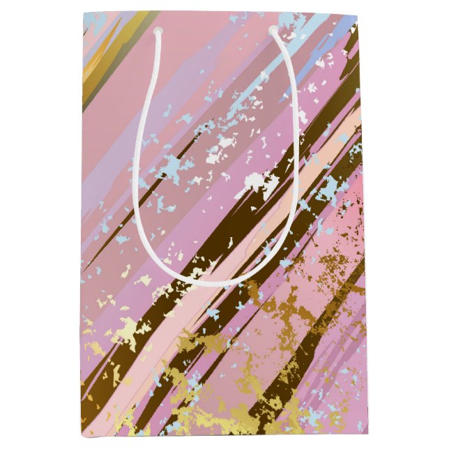 Sacola Para Presentes Média Fundo Rosa Texturizado (Frente)