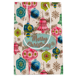 Sacola Para Presentes Média Funky Bright Retro Christmas