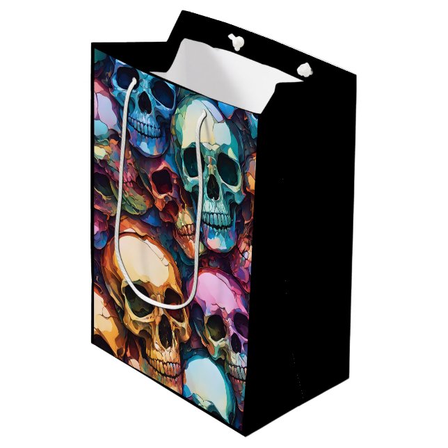 Sacola Para Presentes Média Funky Skulls (Frente inclinada)